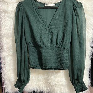 Abercrombie & Fitch Long Sleeve Green Blouse, Size XS